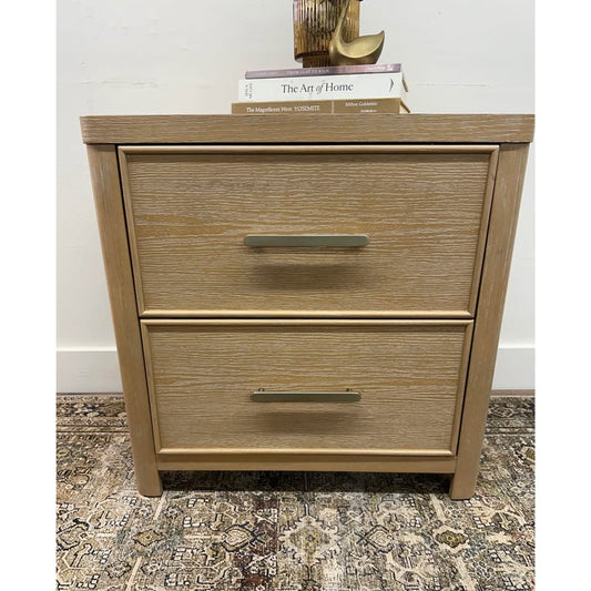 Adrian 2-Drawer Nightstand-NATURAL Two Drawer Built In Outlet NEW Karat Home
