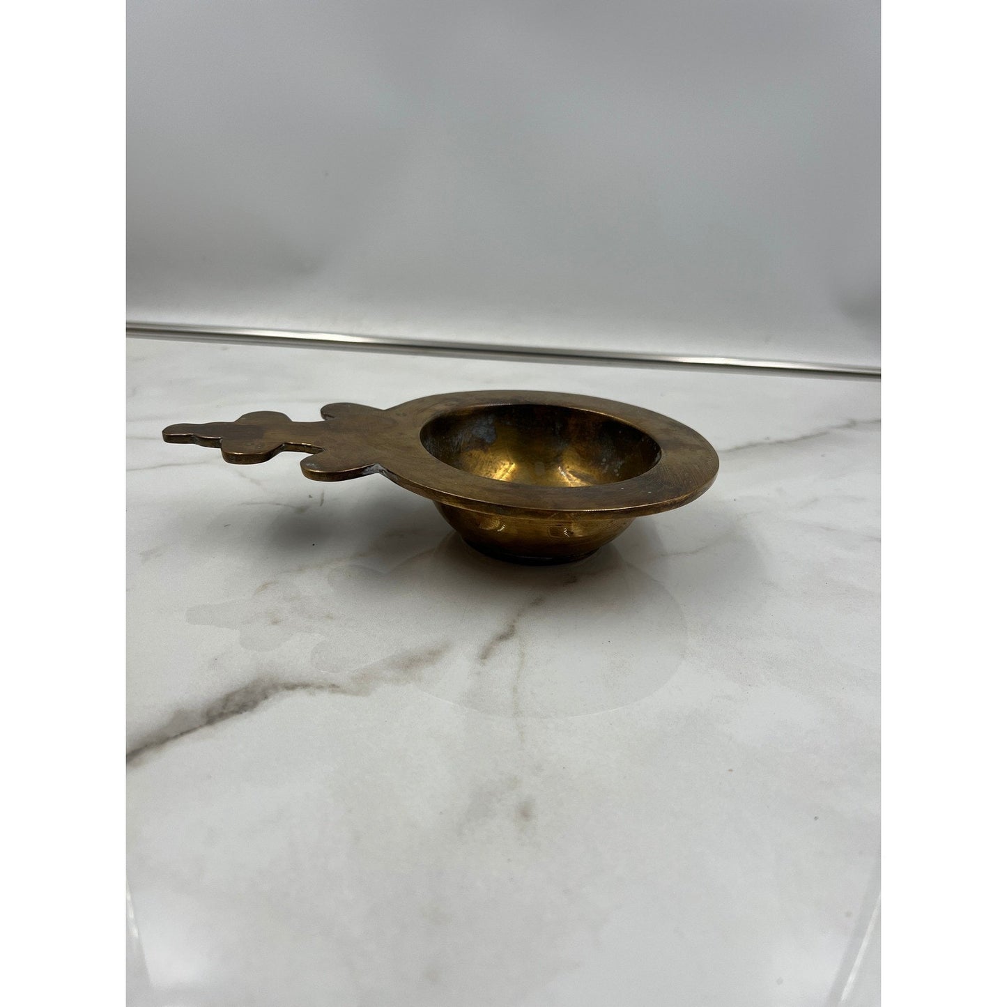 Vintage Almazan Spain Brass Bowl Ornate Handle Small Catchall Dish Ashtray