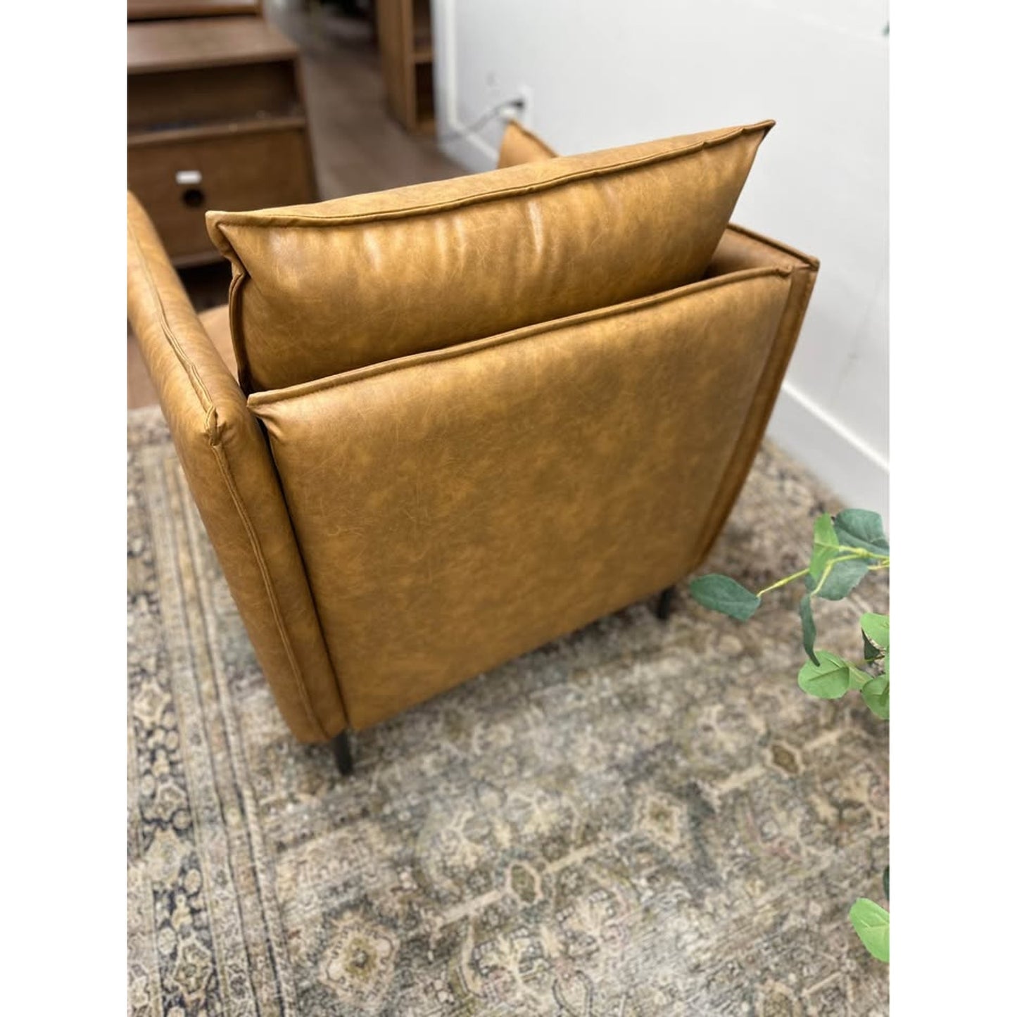 Georges Vegan Leather Armchair-CAMEL Brown New Karat Home