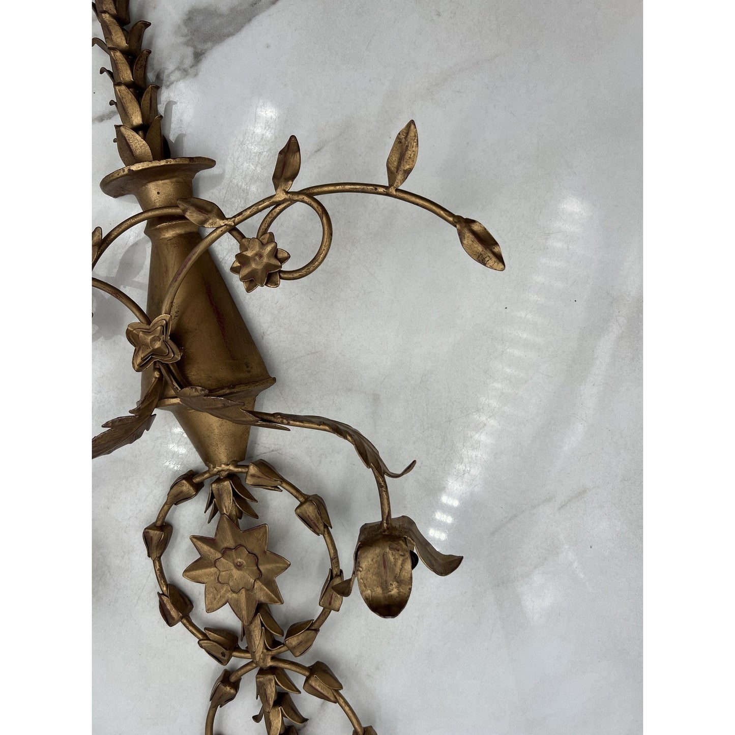 Pair of Austin Italian Tole 2-Arm Wall Candle Sconces Hollywood Regency AC0195