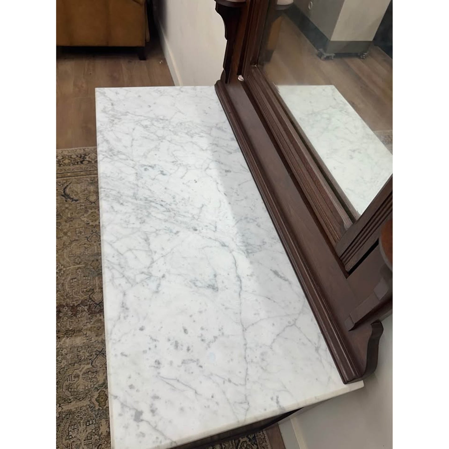 Victorian Eastlake Antique Walnut Chest or Dresser Marble Top Mirror