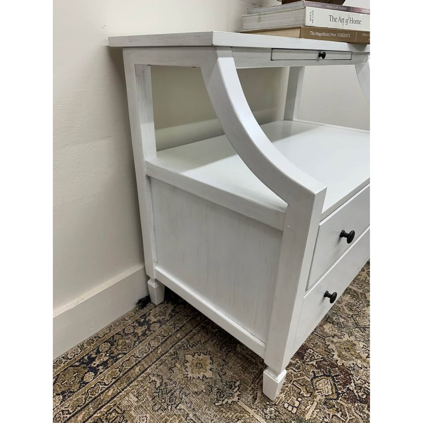 Bernadette 2 - Drawer Nightstand with Built-In Outlets-WHITE Two Drawer Modern Farmhouse New!