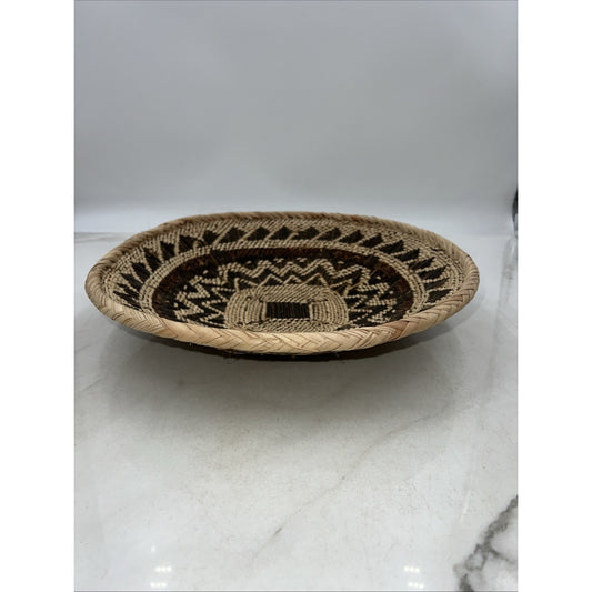 African Tonga Twig Vine Grass Woven Basket Woven Bowl 14"