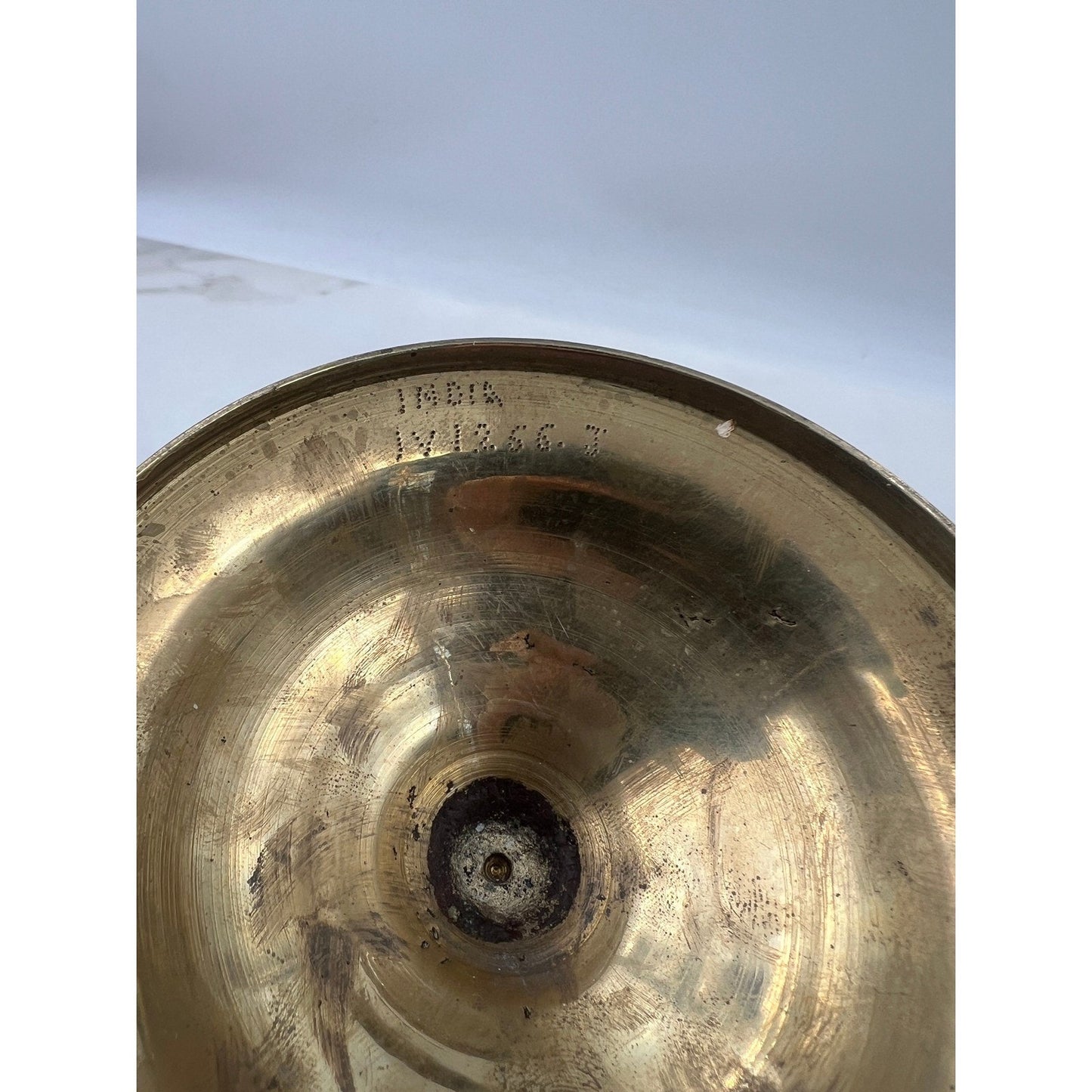 Vintage Brass Bud Vase Etched Floral Trumpet Pedestal Base India