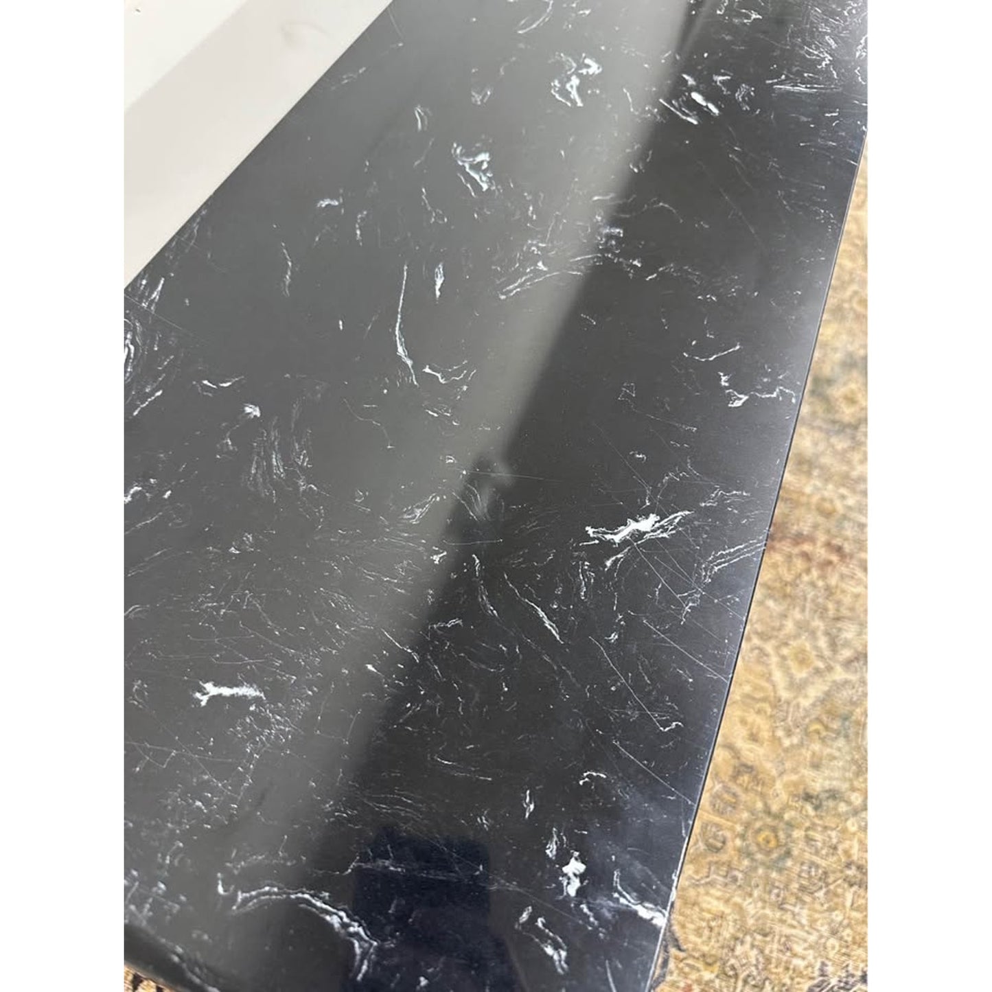 Curley Entry Table Console By Everly Quinn Black Marble Top Heavy Gold Base