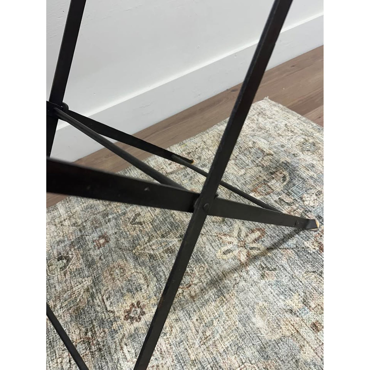 VTG  Rustic Wood Black Iron Folding Tray Table Butlers Tray TV Tray