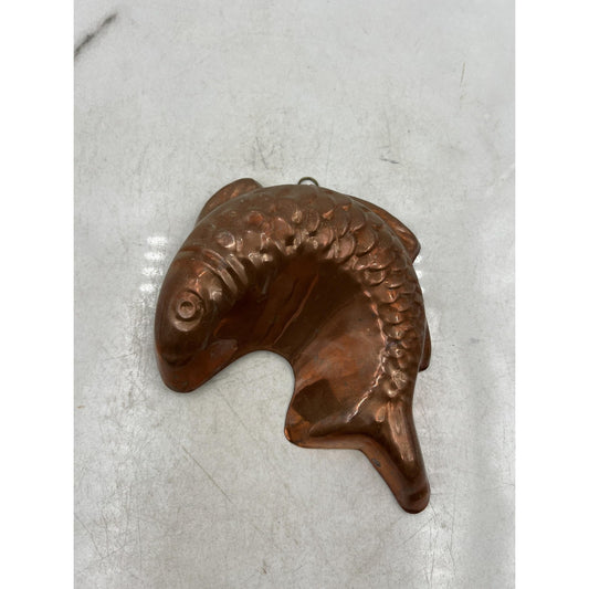 Vintage Copper Fish Mold Wall Hanging Kitchen Decor 8.5" x 7" Retro Bakeware