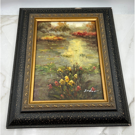 Original Oil Painting "Lily Pad" Signed Artist Landscape Water Scene Framed