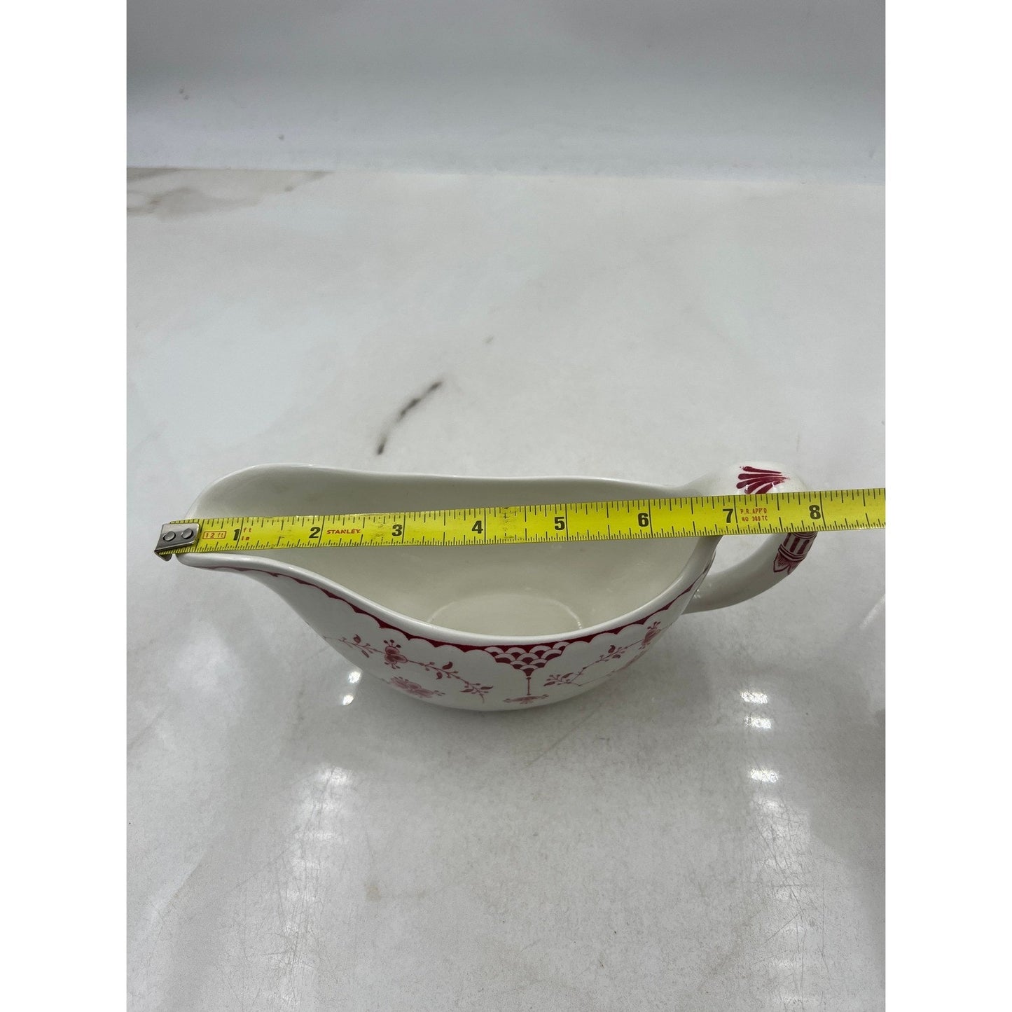 ERICA By Franciscan Pink White Vintage Gravy Boat W/Underplate Made In England