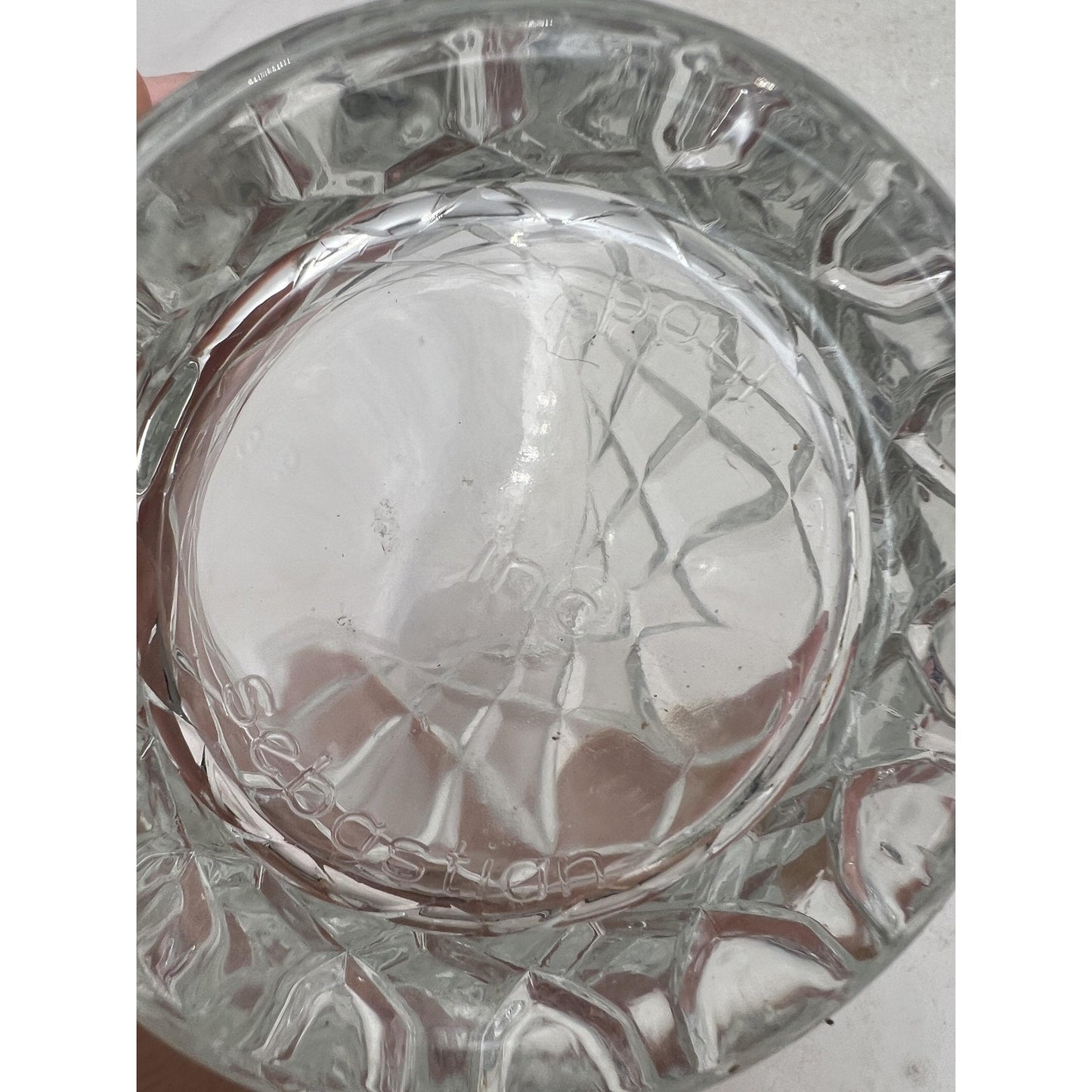 Arcoroc Sebastien Diamond Cut Glass Mugs Set of 2 Tempered Crystal Clear Coffee