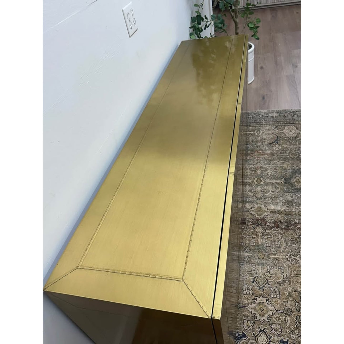 Four Hands Carlitha 72" Sideboard Gold Metal 4 Door Console Credenza Entry Buffet
