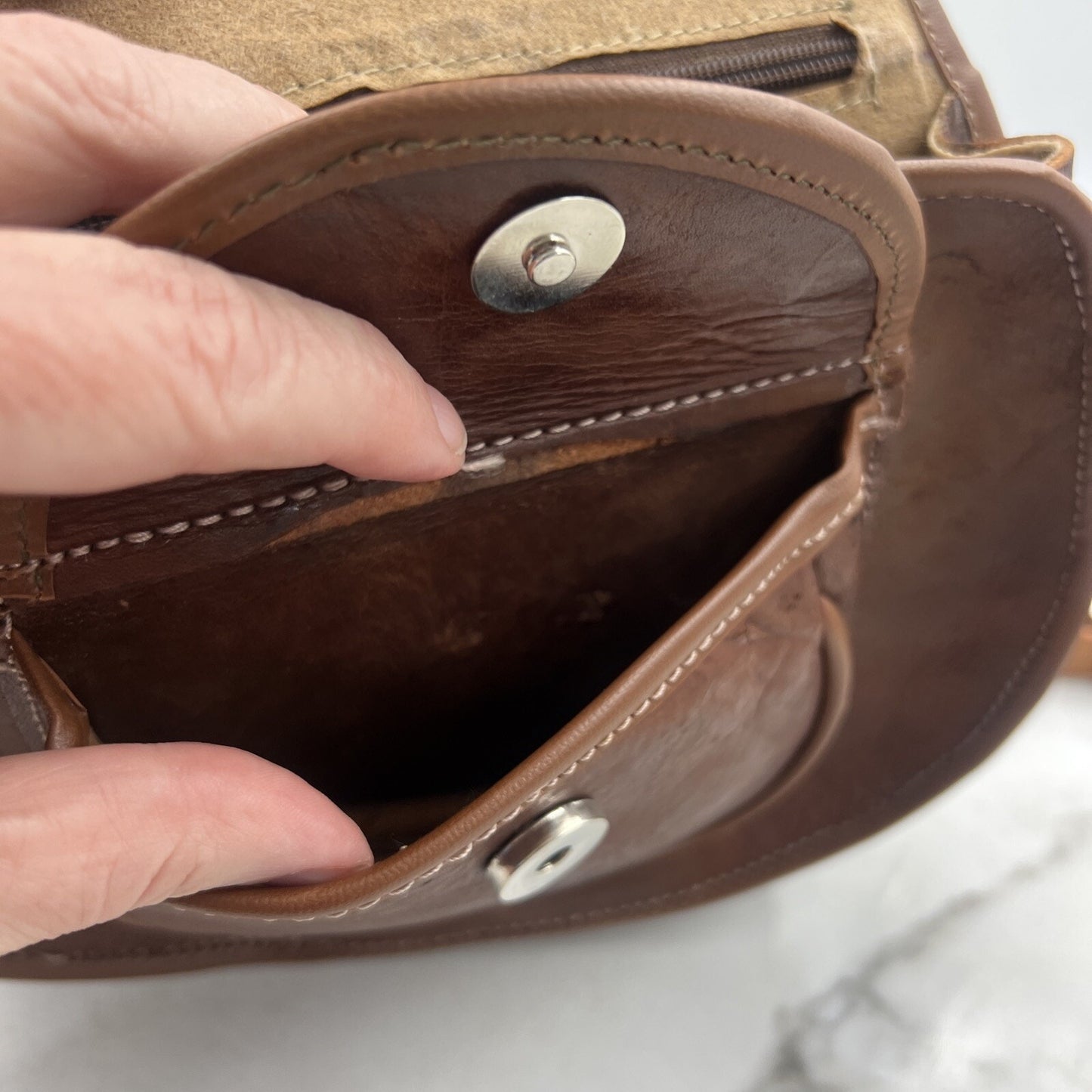 VTG Saddlebag Purse Women’s Brown Tooled Leather Camel Shoulder Bag