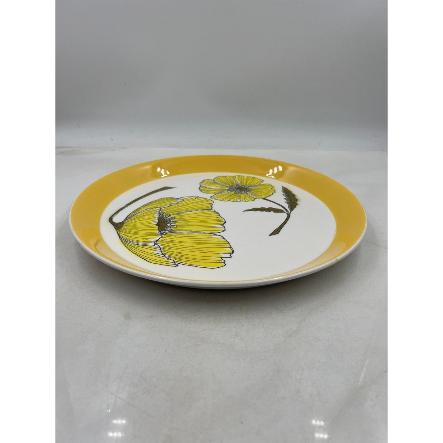 Vintage Mikasa Duplex Duet Yellow Poppy DINNER PLATE Ben Seibel 12.5" JAPAN