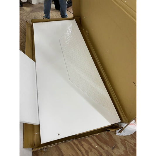 Ives White High Gloss Wood Frame Queen Panel Bed with Touch LED Light in Headboard