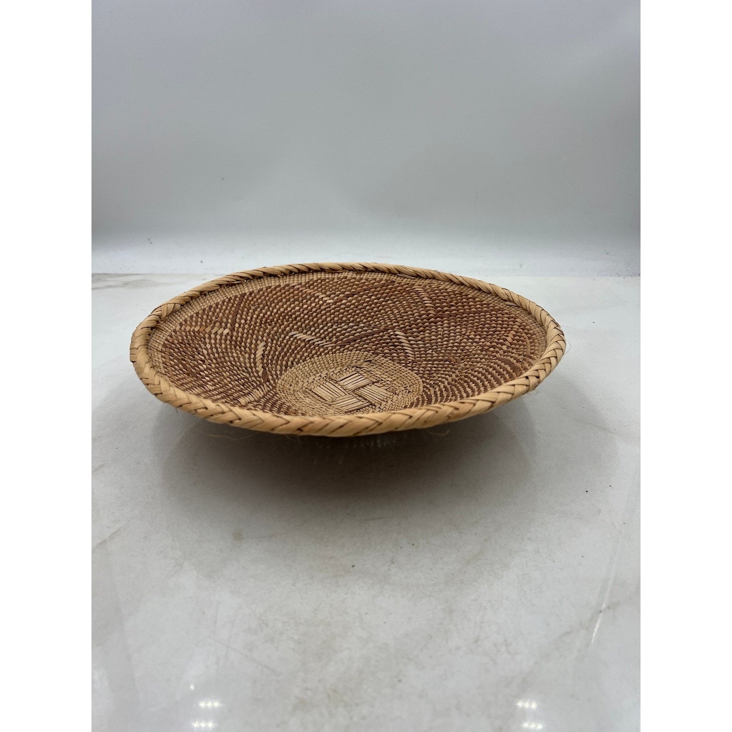 VTG Hand Woven Bowl Tray Zimbabwe Natural Fiber Round Decorative