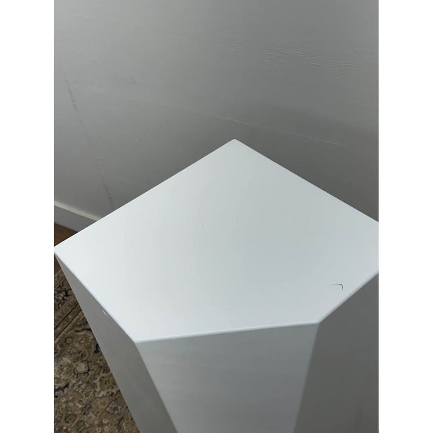 Global Views White Facet Pedestal Plant Stand Art Display