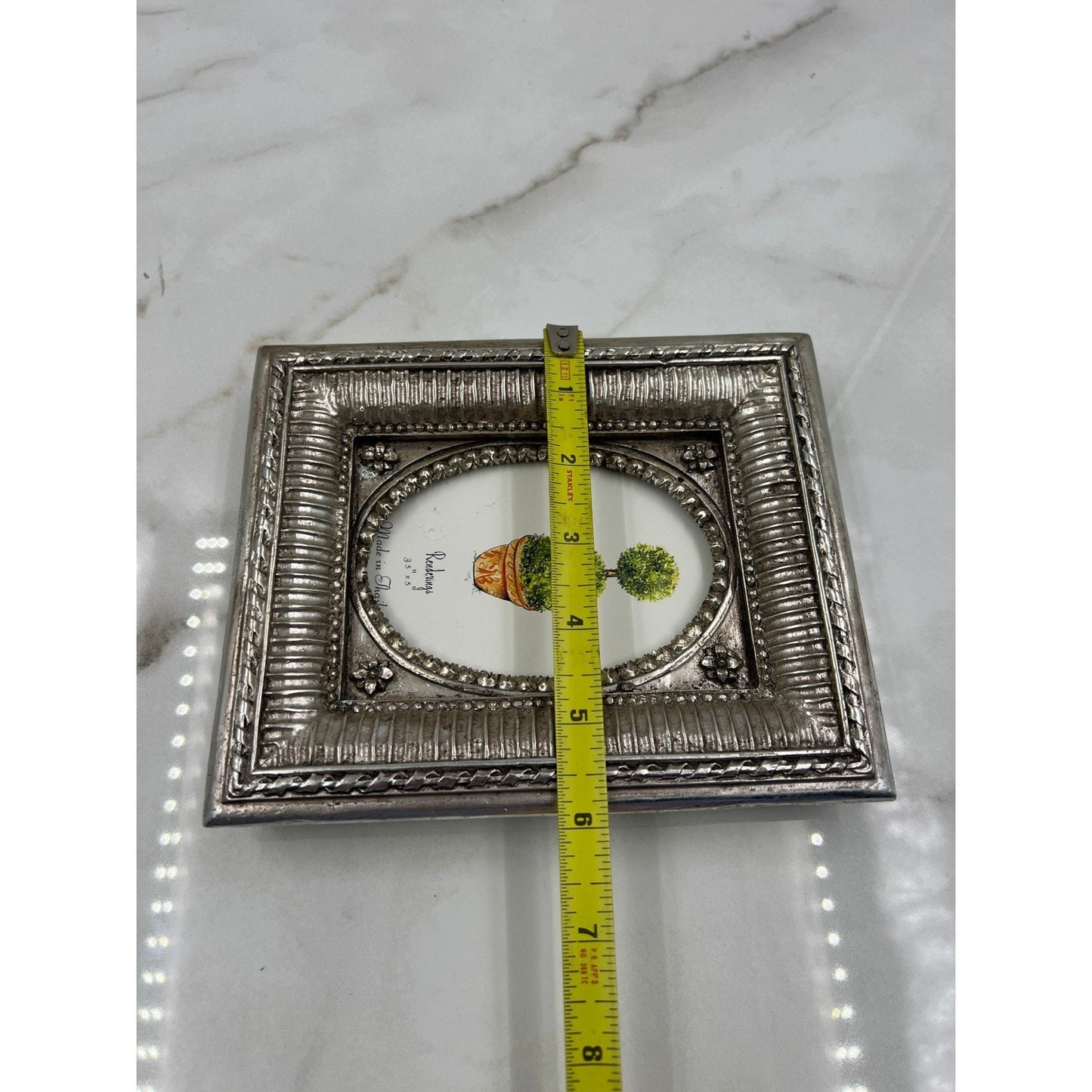 Renderings Picture Frame Silver Pewter Tone Ornate Oval Opening 3.5x5 Tabletop