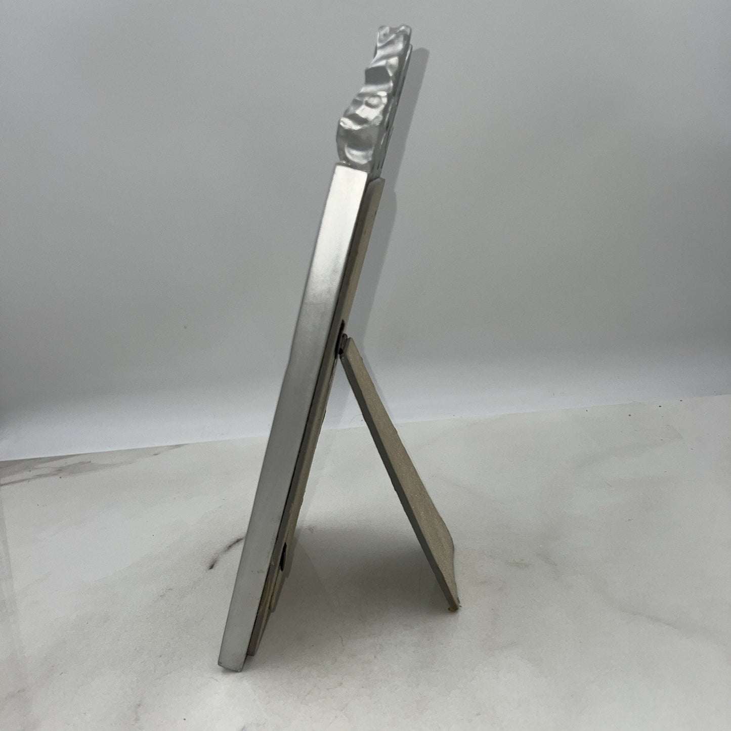 Vtg Silver Tone Picture Frame Ribbon Bow Coquette 4x8"