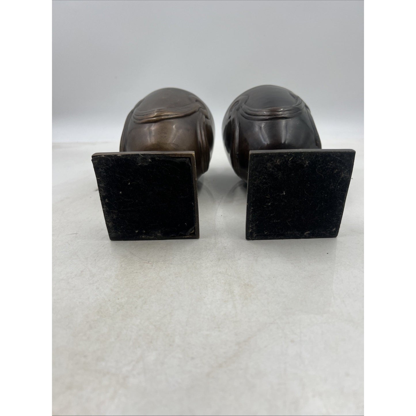 Vintage Bronze Urn Ancient Bronze Amphora Made In India 8" Tall No Lids Set 2