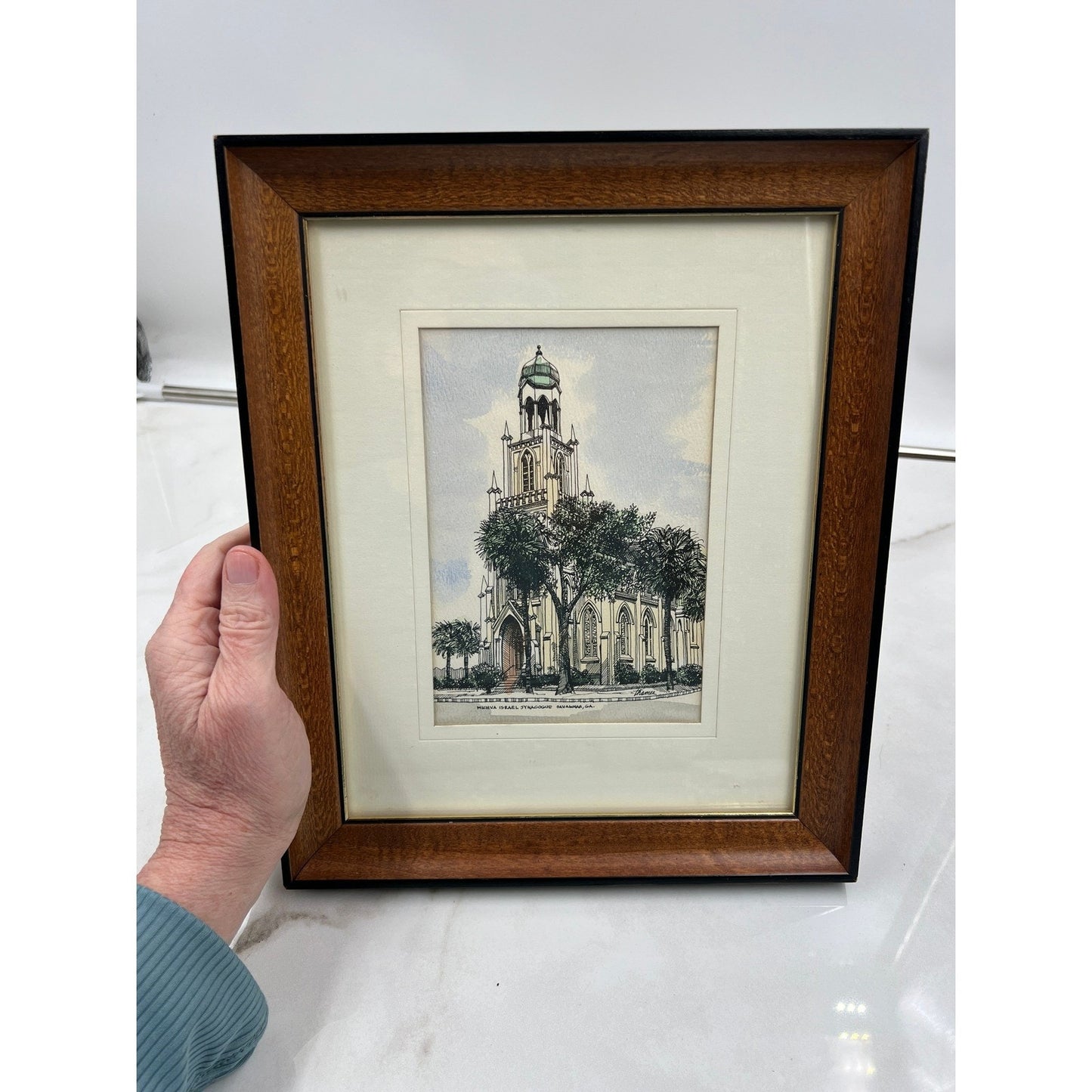 Framed Print Michve Israel Synagogue Savannah Georgia Church Art Thomas Signed