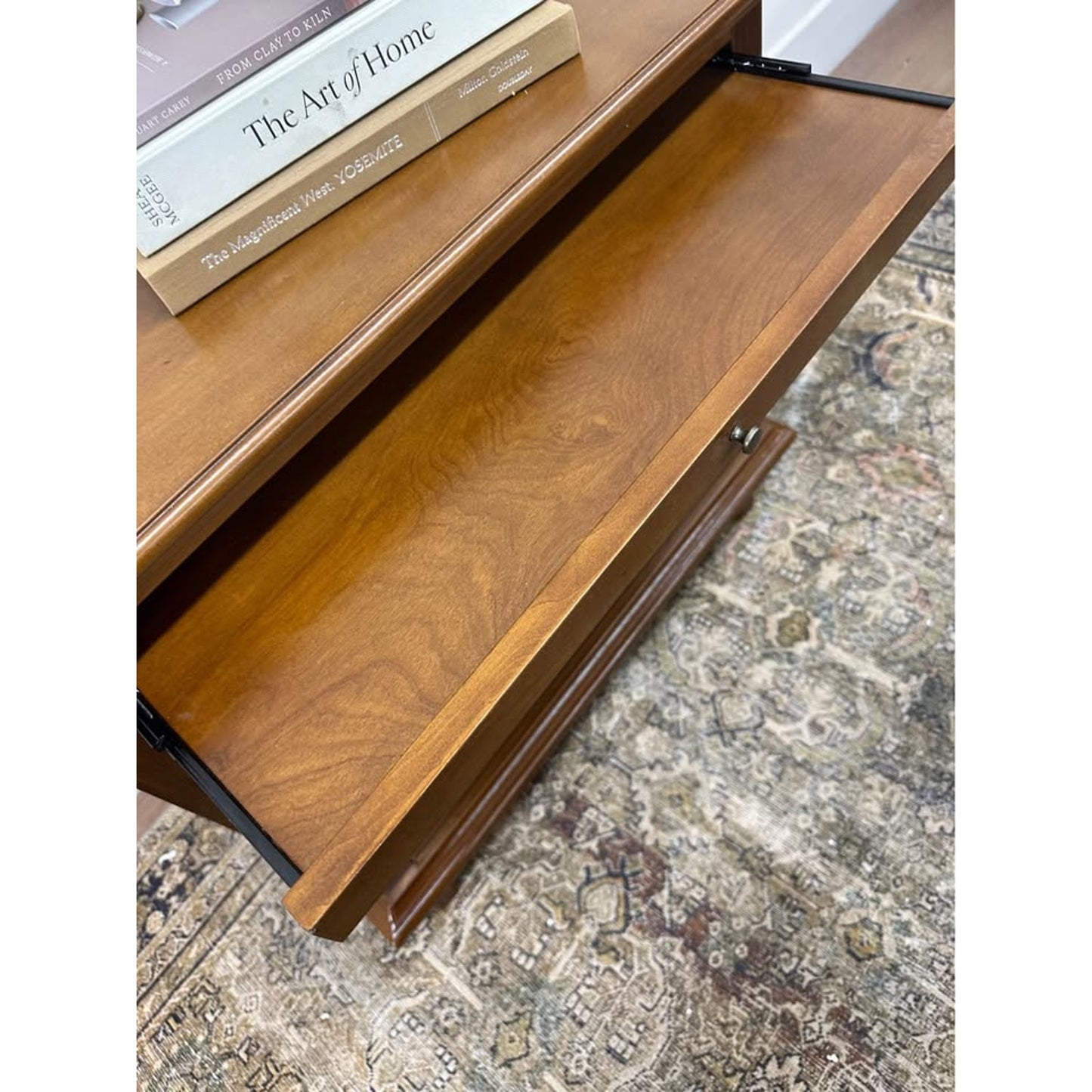 Dominic 3 Drawer Nightstand Walnut Stain Built-In Outlets Wood