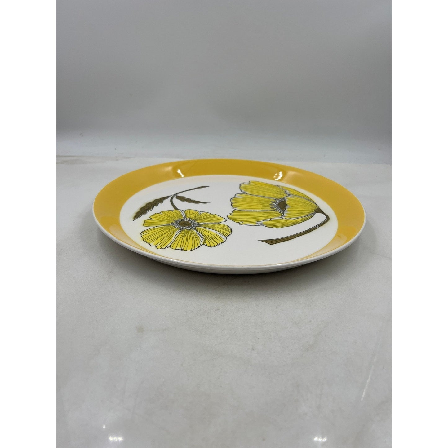 Vintage Mikasa Duplex Duet Yellow Poppy DINNER PLATE Ben Seibel 12.5" JAPAN