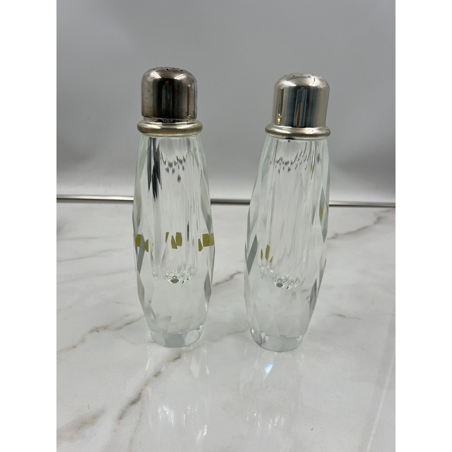 VTG Post House Hand Cut Leaded Crystal Pepper Mill and Shaker Set Grinders