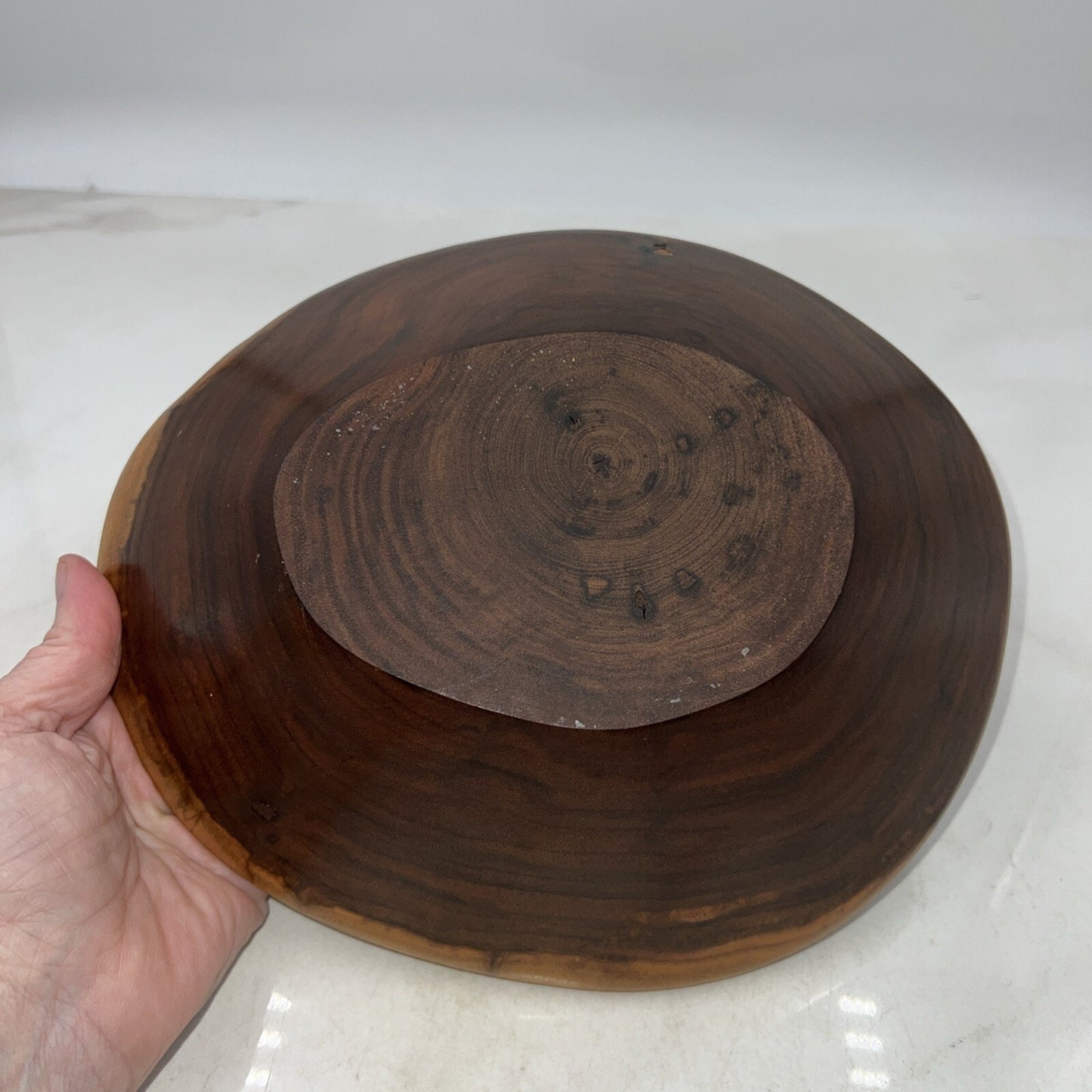 VTG Handmade Wooden Bowl W7"/H 2.5" Redwood California USA Stunning Hand Turned