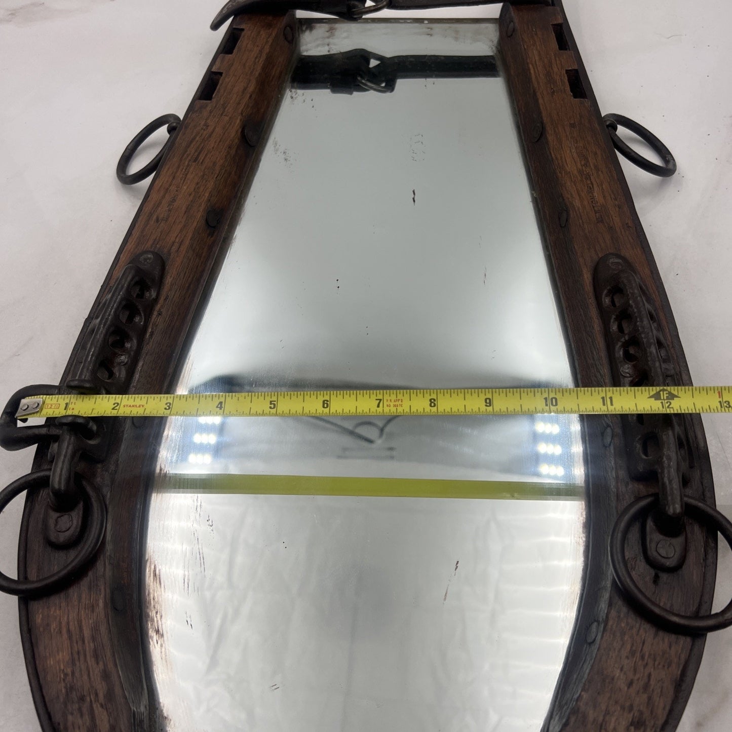 ANTIQUE EQUESTRIAN HORSE COLLAR WALL MIRROR Primitive