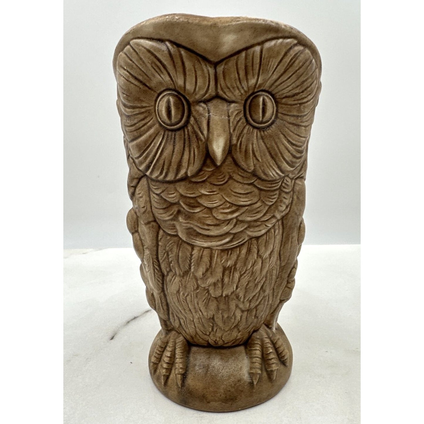 Vintage Ceramic Pitcher Jug Brown Owl 8.5” Tall MCM Vase