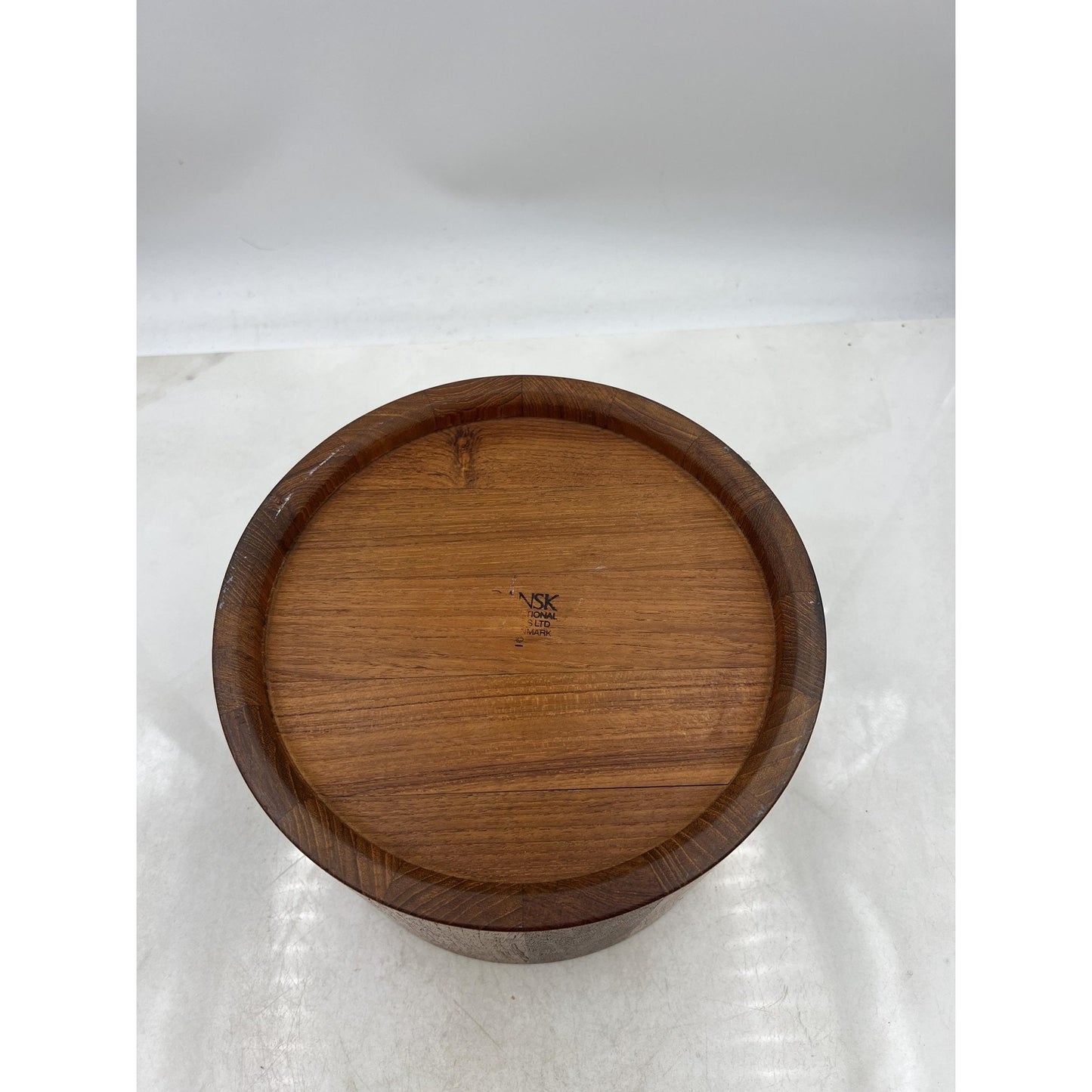 Dansk Teak Ice Bucket Mid Century Modern Barrel Lid Danish Denmark Wood Barware