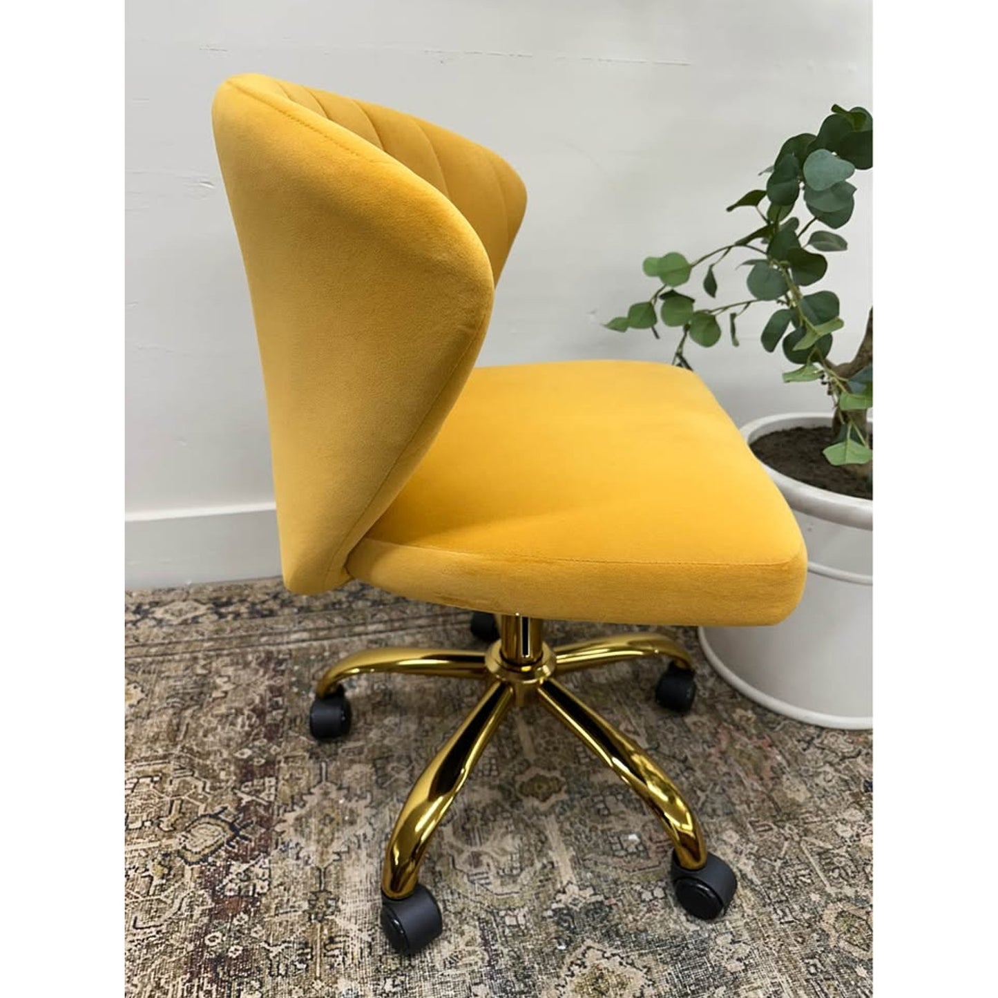 Ilia Task Office Chair Rolling Mustard Yellow Gold New Karat Home