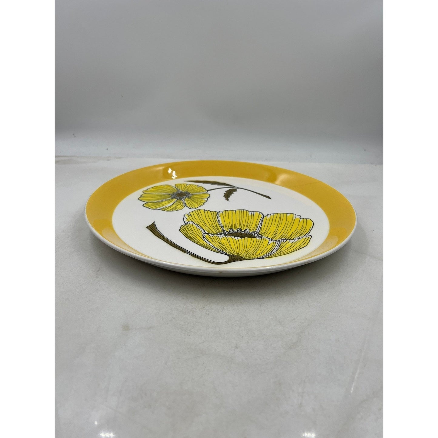 Vintage Mikasa Duplex Duet Yellow Poppy DINNER PLATE Ben Seibel 12.5" JAPAN