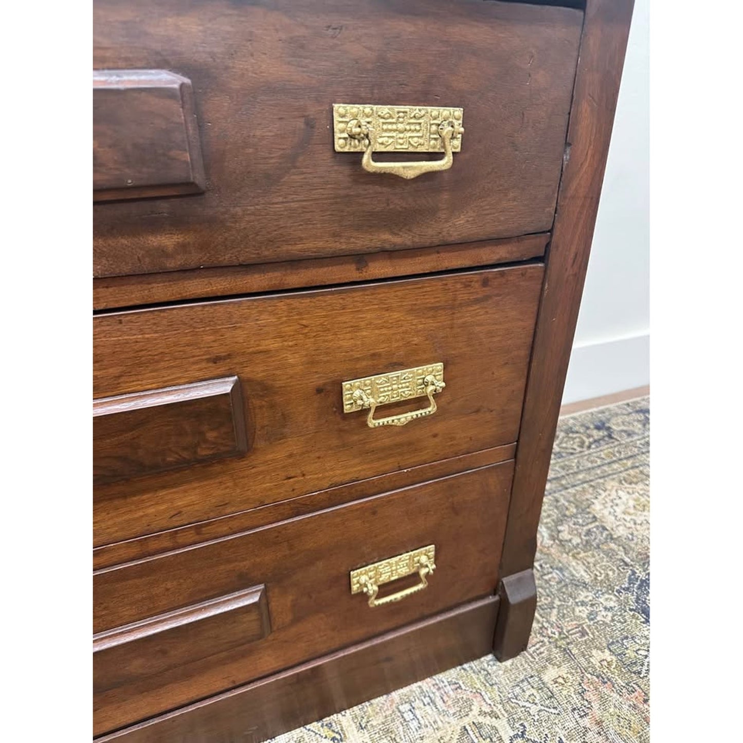 Victorian Eastlake Antique Walnut Chest or Dresser Marble Top Mirror