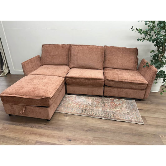 Rebeca Sectional Sofa-ORANGE Pink Three or Four Seater Storage Couch NEW
