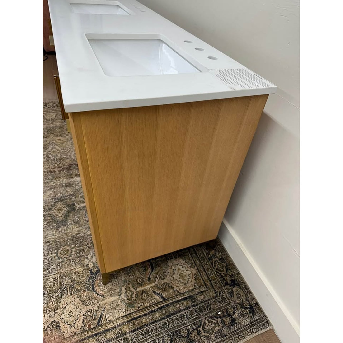 Turlington 60 In. Oak Bath Vanity Set White Quartz Vanity Top White Undermount Basin Ancerre