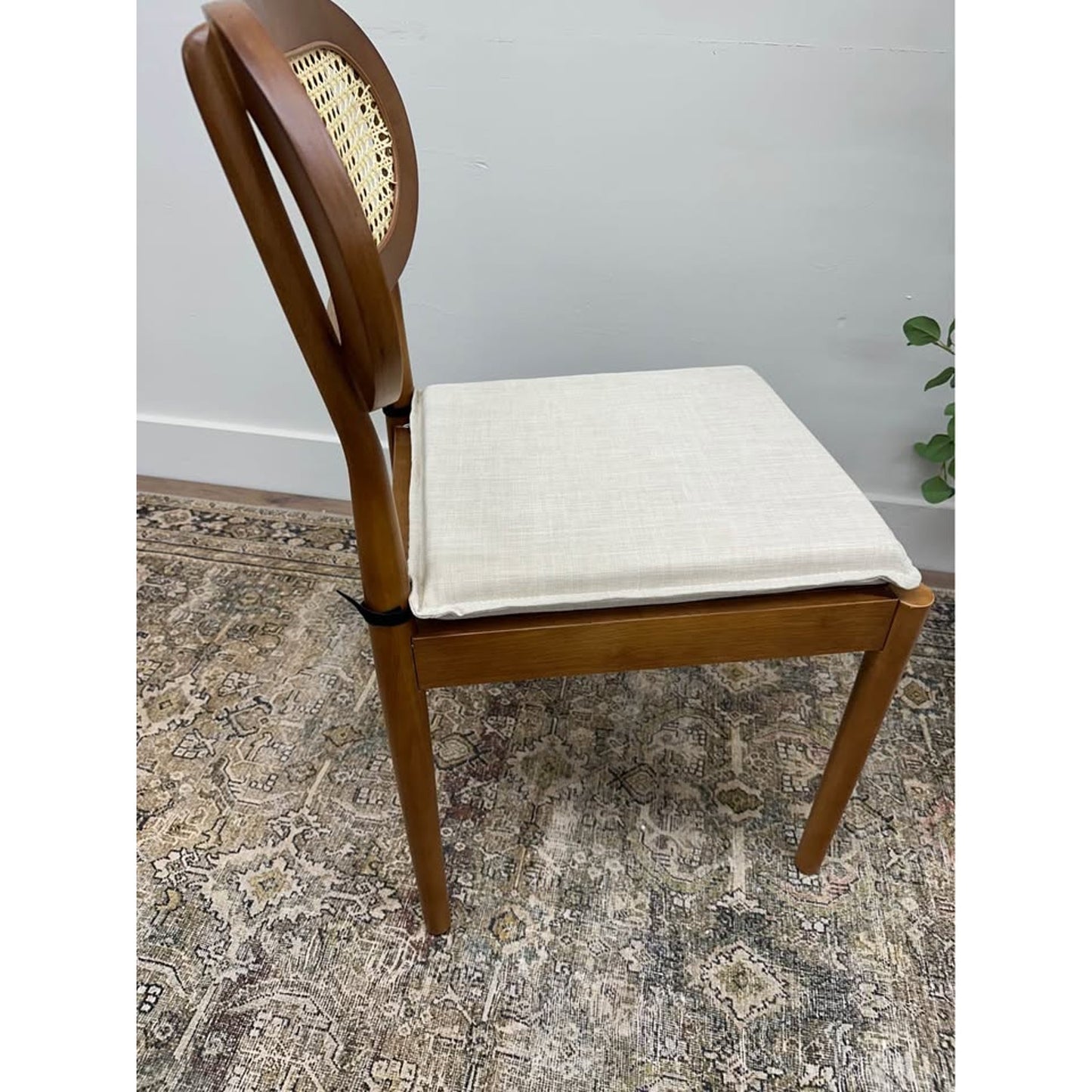 Konstantin Rattan Cane Back Dining Chairs Kitchen Chair with Cushion -Brown