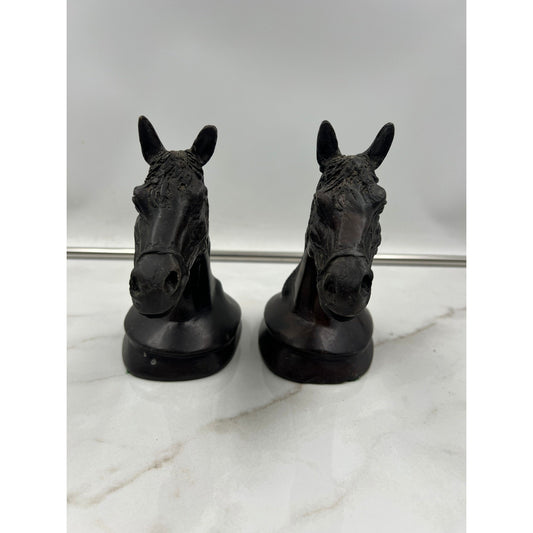 Maitland-Smith Horse Head Bookends Vintage Equestrian Decor Hand Made Thailand