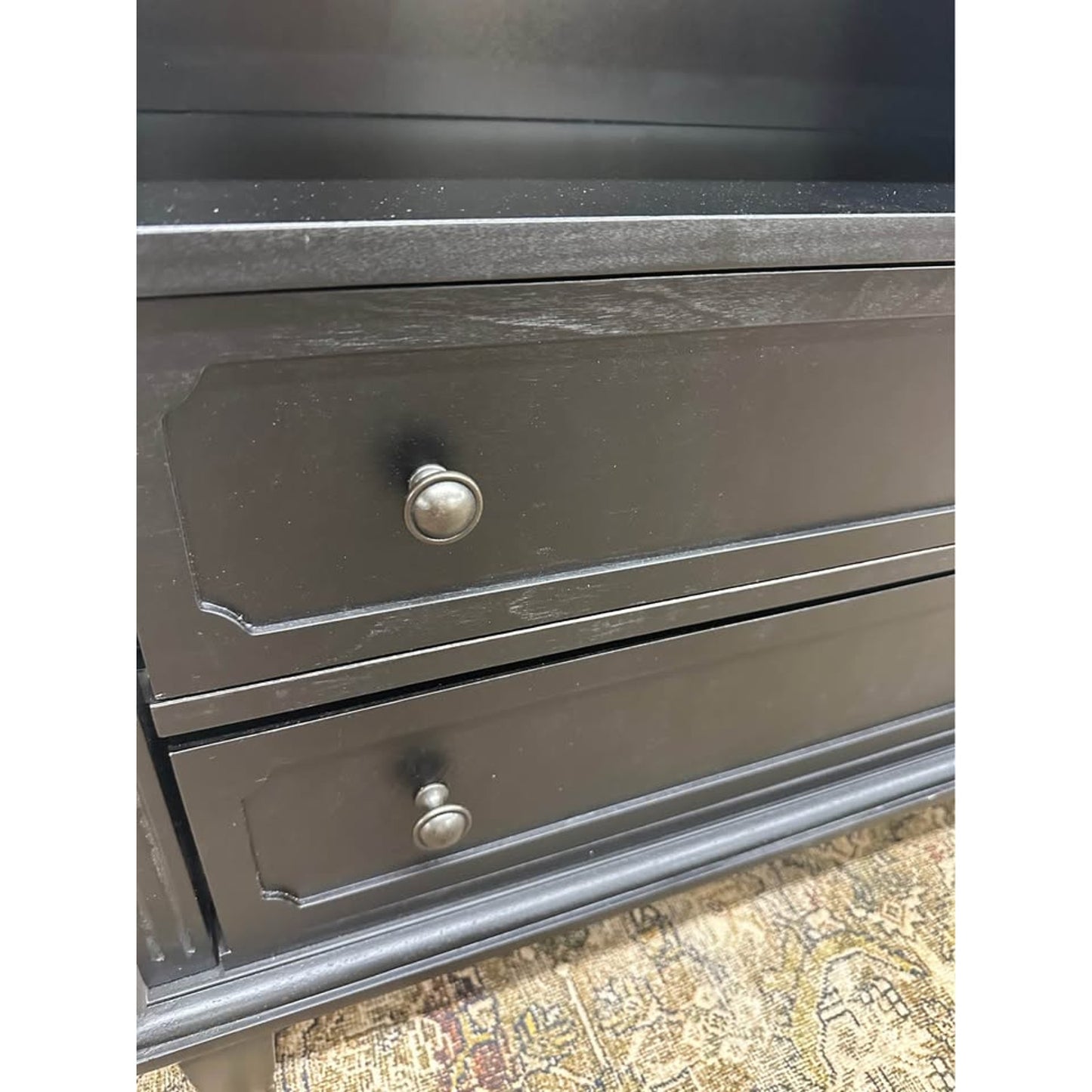 Davide 2 Drawer Nightstand Solid Wood End Table Chest Black Kona W/Charging Station