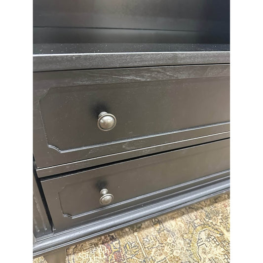 Davide 2 Drawer Nightstand Solid Wood End Table Chest Black Kona W/Charging Station