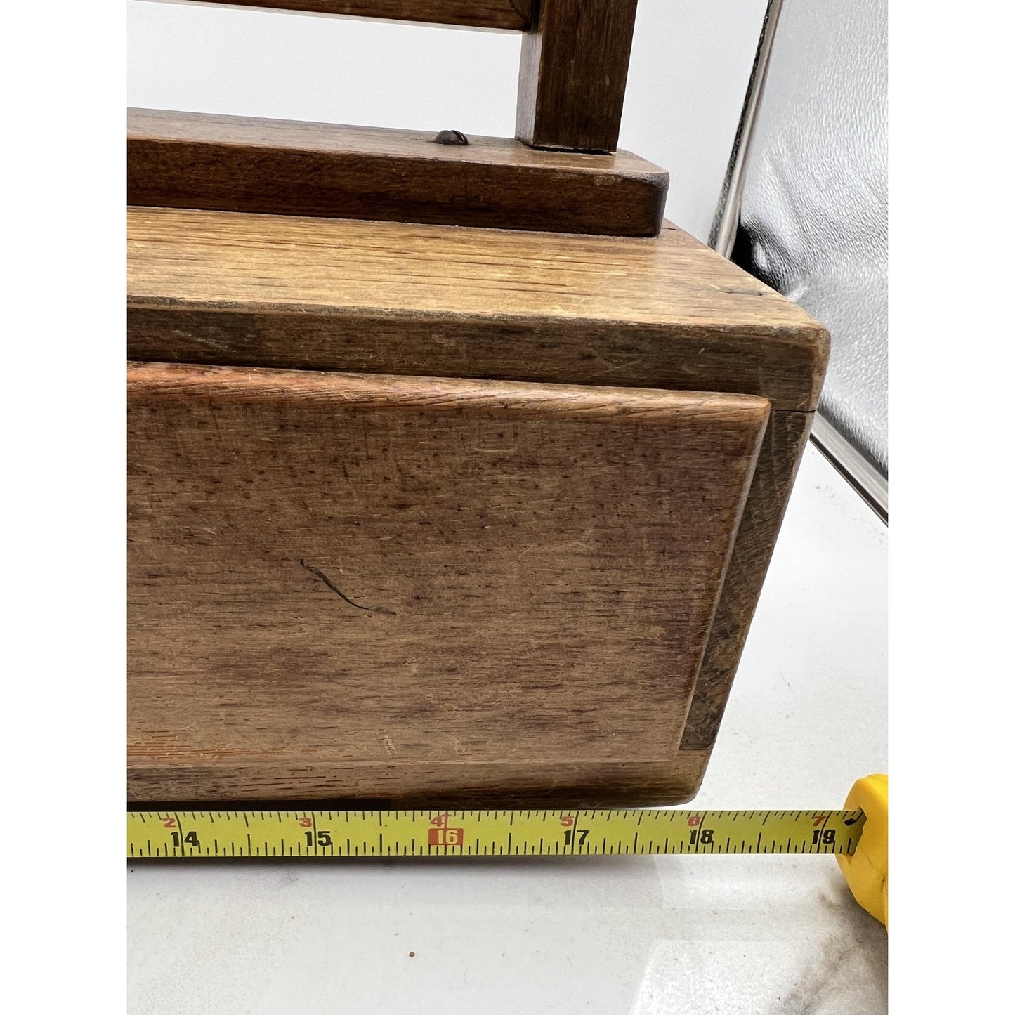 Vintage Wooden Vanity Mirror Box 2 Drawer Dresser Top Swivel Shaving Makeup 18"