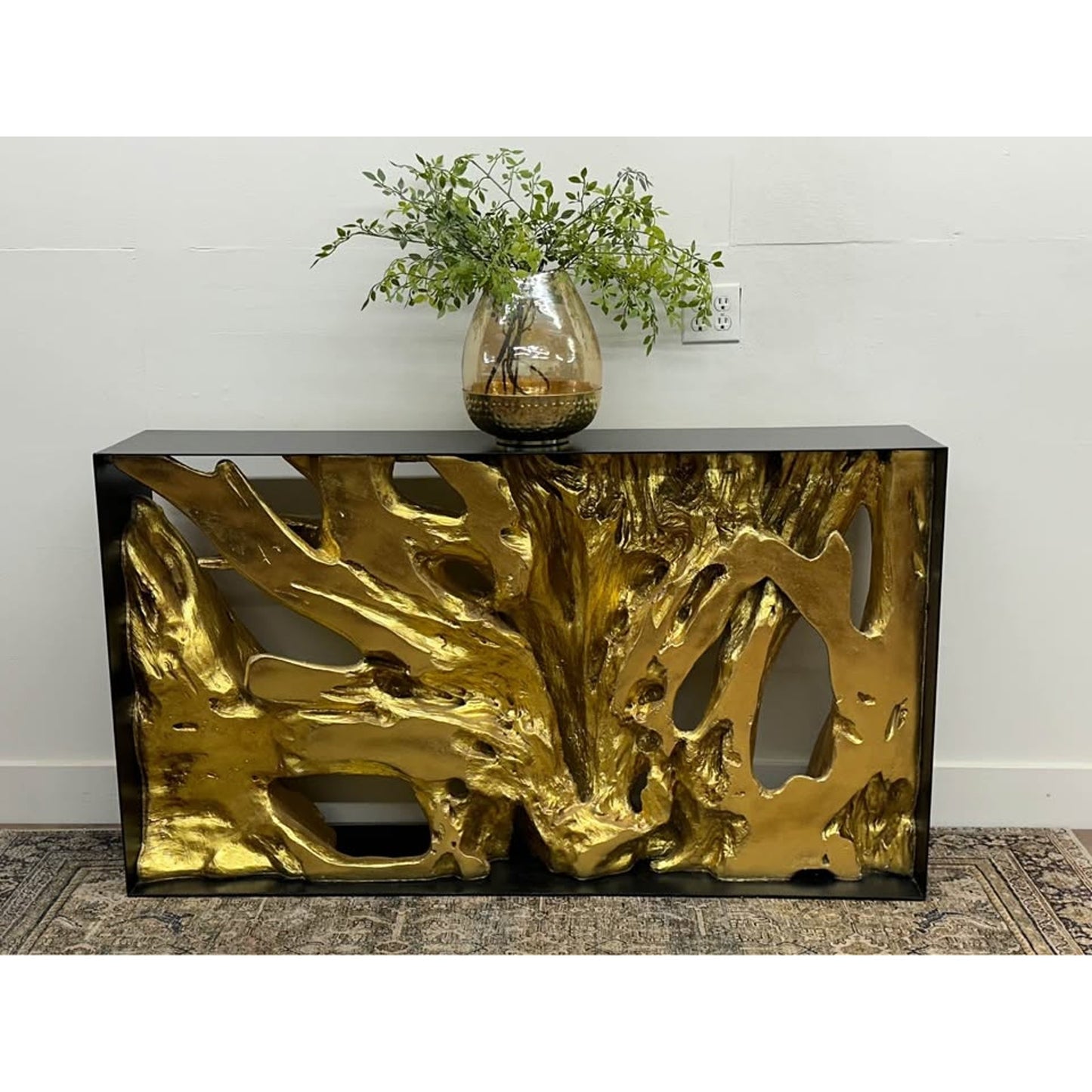 Cast Root Console Table, Iron Frame, Resin Gold Leaf Phillips Collection