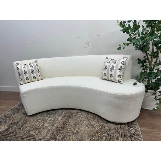 Four Hands Sanda Dining Banquette Kerbey Ivory Dining Banquette Curved Off White Fabric