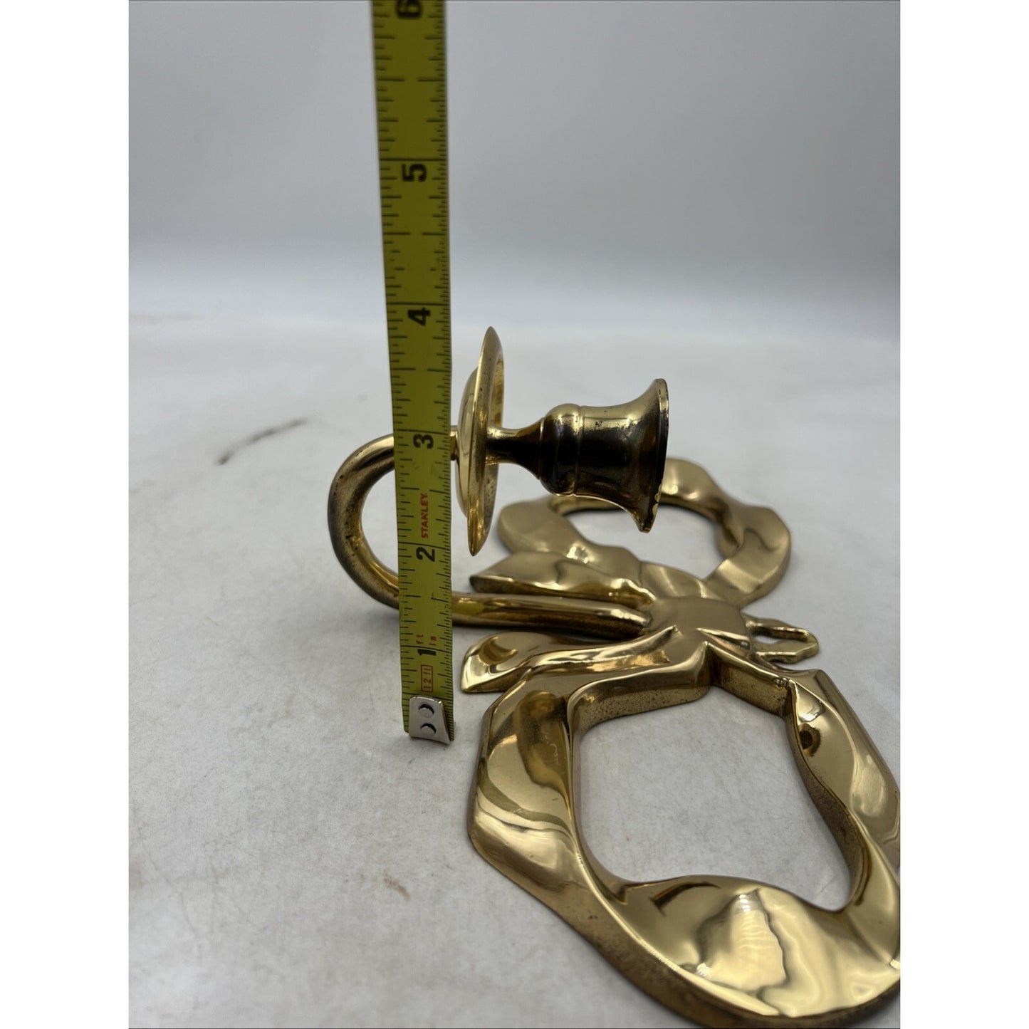 Vintage Candle Wall Sconce Brass Bow Ribbon Holder Brass Candle Holder