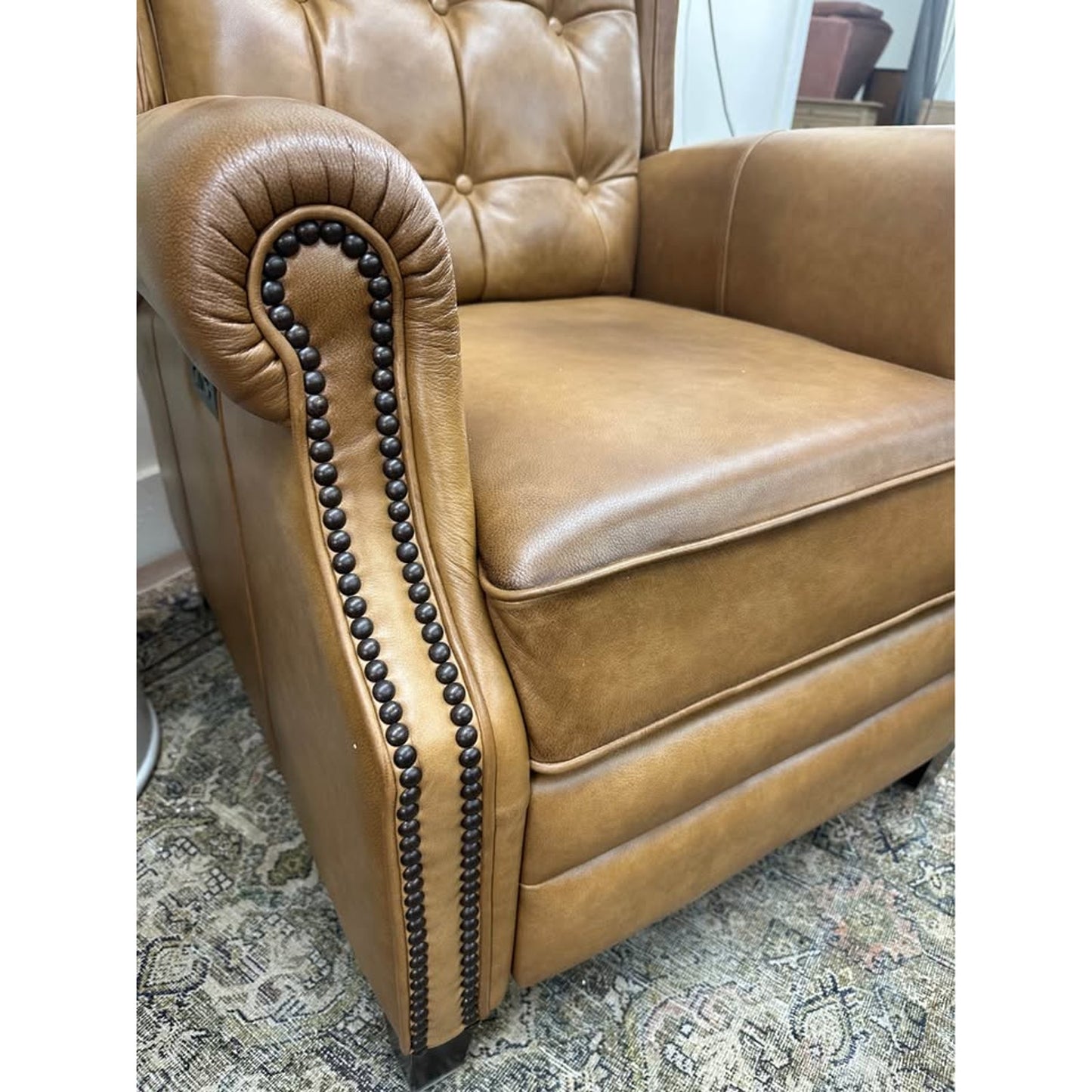 Silvia Genuine Leather Power Recliner-CAMEL