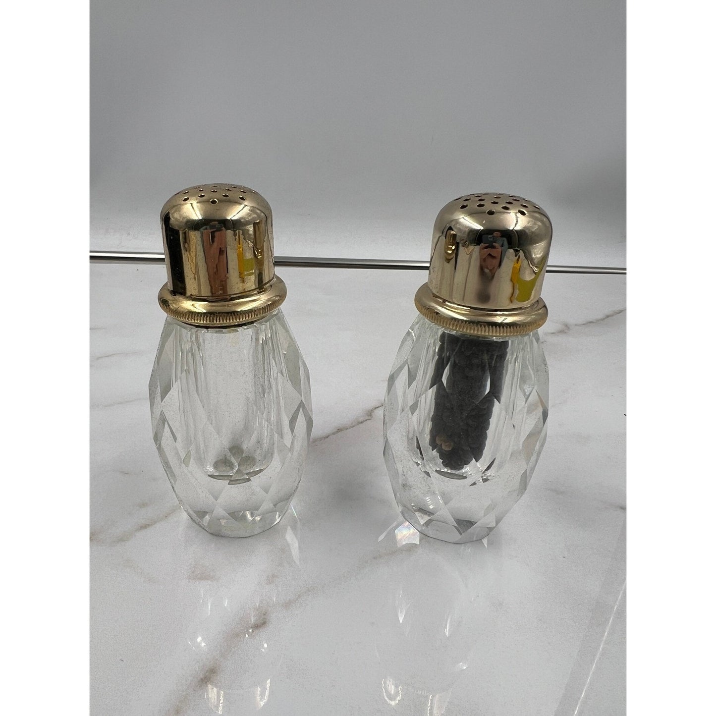 VTG Post House Hand Cut Leaded Crystal Pepper Mill and Shaker Set