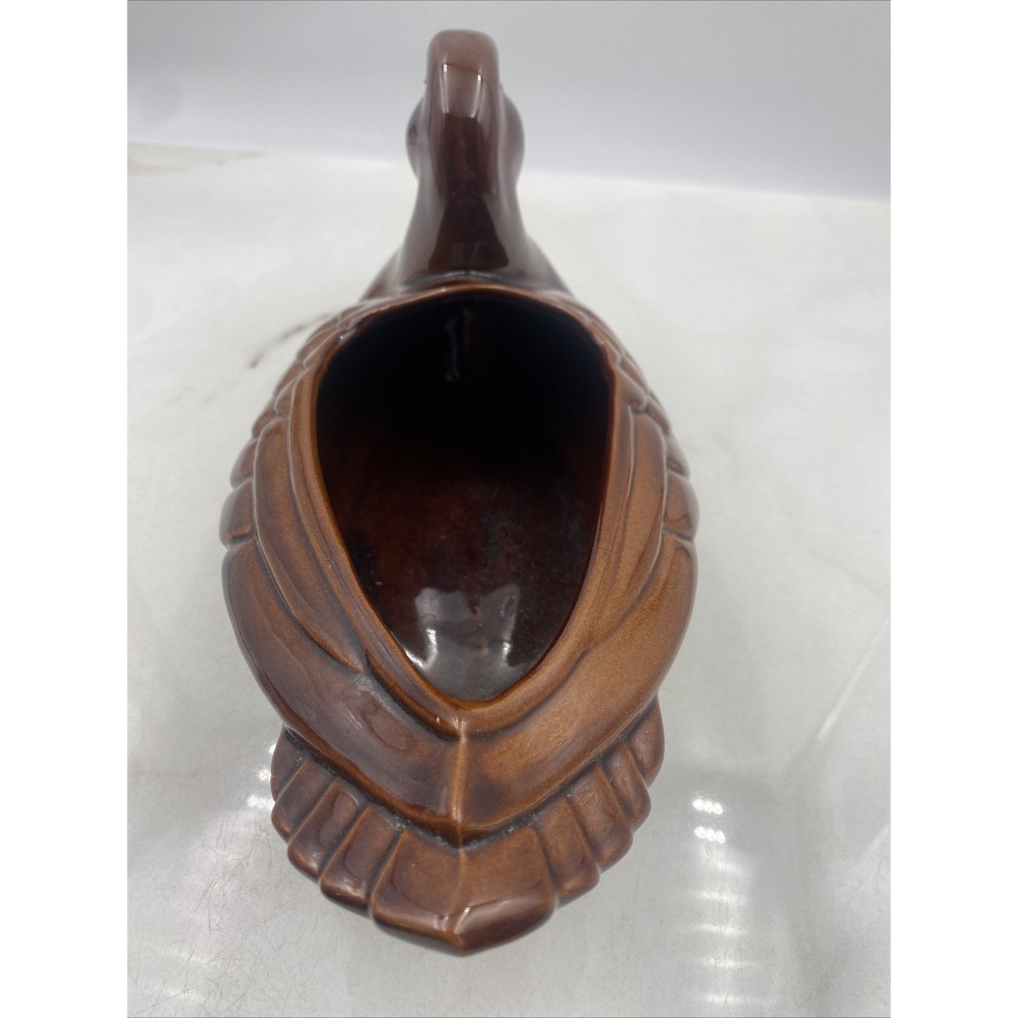 Vintage Frankoma Pottery Duck Planter 208A Brown Flower 10” Cottage Deco