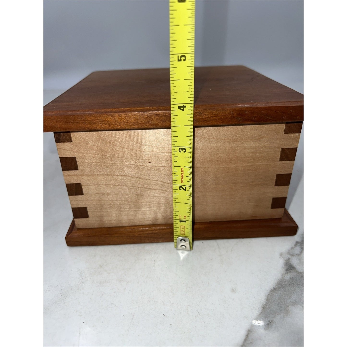 VTG Wood Box With Lid Dovetail Handmade Light Dark Salt Box