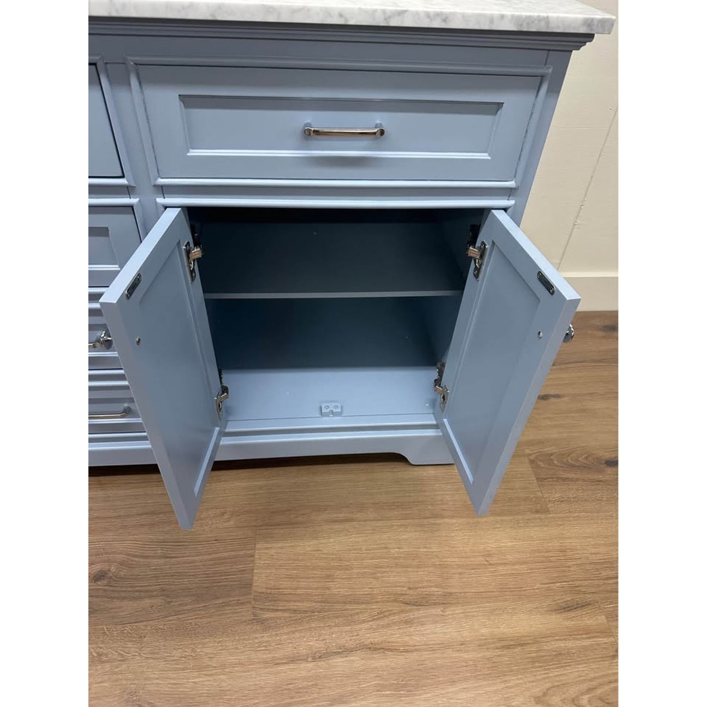 Ronnie 60'' Double Bathroom Light Blue Vanity with Marble Top Birch Lane