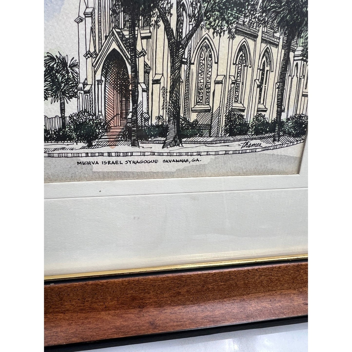 Framed Print Michve Israel Synagogue Savannah Georgia Church Art Thomas Signed